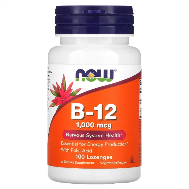 NOW Foods, витамин B-12, vitamin B-12, 1000 мкг, 100 пастилок