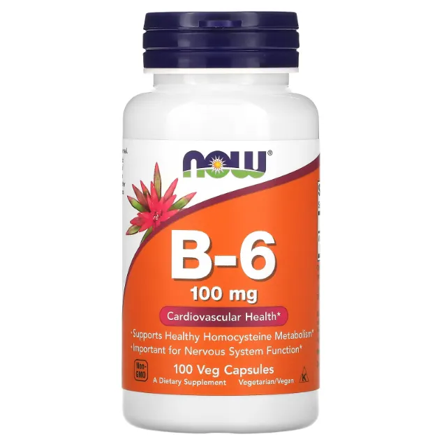NOW Foods, Vitamin B6, 100 mg, 100 Kapsula