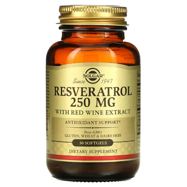 Solgar, Ресвератрол, Resveratrol, 250 мг, 30 капсул