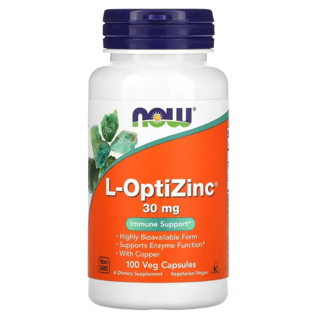 NOW Foods, L-OptiZinc, rux, 30 mg, 100 kapsula