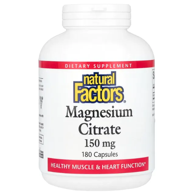 Natural Factors, magniy sitrat,150 mg, 180 kapsula