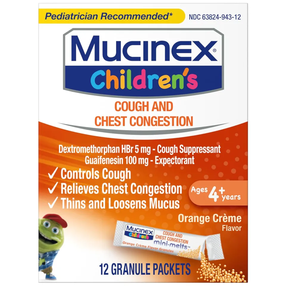 Mucinex, Childrens Cough & Chest Congestion, Кашель и заложенность грудной клетки у детей, 12 пакетов
