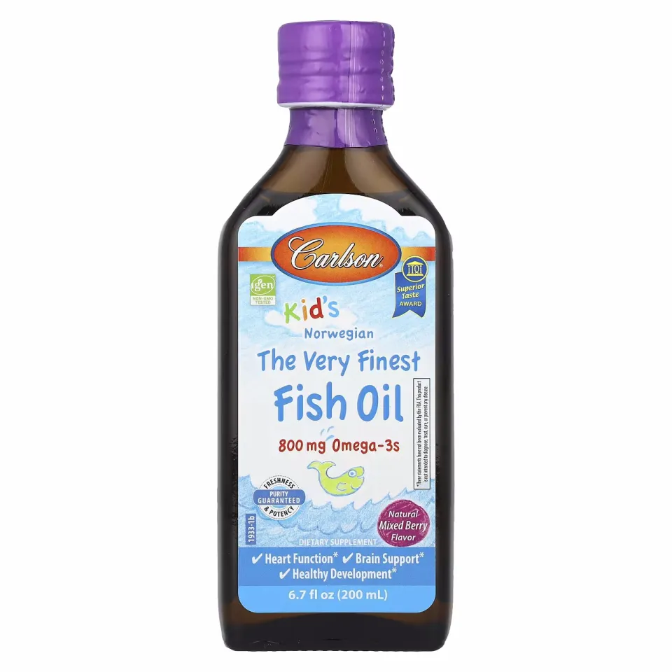Carlson, для детей, самый лучший рыбий жир, с натуральным ягодным вкусом, 800 мг, 200 мл