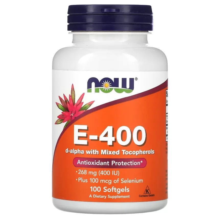 NOW, Витамин Е-400 МЕ, Vitamin E-400 ME, 100 мягких таблеток
