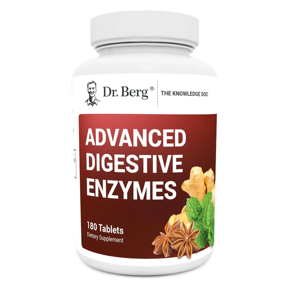 Dr. Berg, Advanced Digestive Enzymes, hazm qilish fermentlari, 180 tabletka