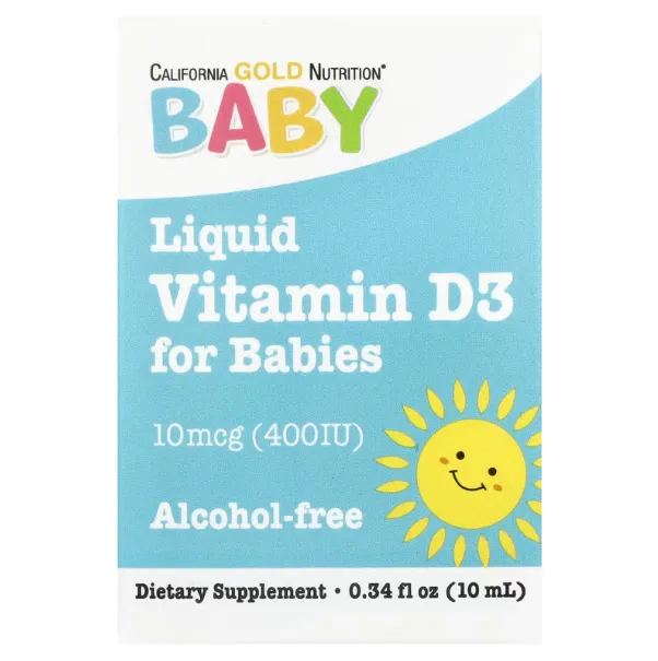 California Gold Nutrition, Baby Vitamin D3 Liquid, 10 mcg (400 IU), 0.34 fl oz (10 ml)