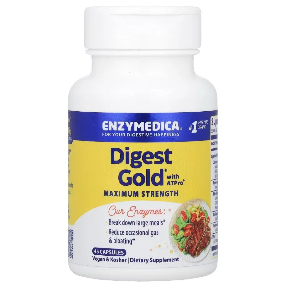 Enzymedica, Digest Gold с ATPro, добавка с пищеварительными ферментами, 45 капсул