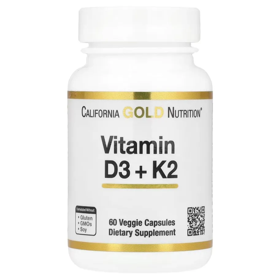 California Gold Nutrition, Vitamin D3 va K2, 5000 IU, 60 vegam kapsula