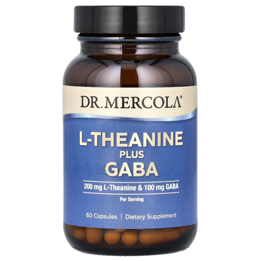 Dr. Mercola, GABA bilan L-Theanine, 60 kapsula