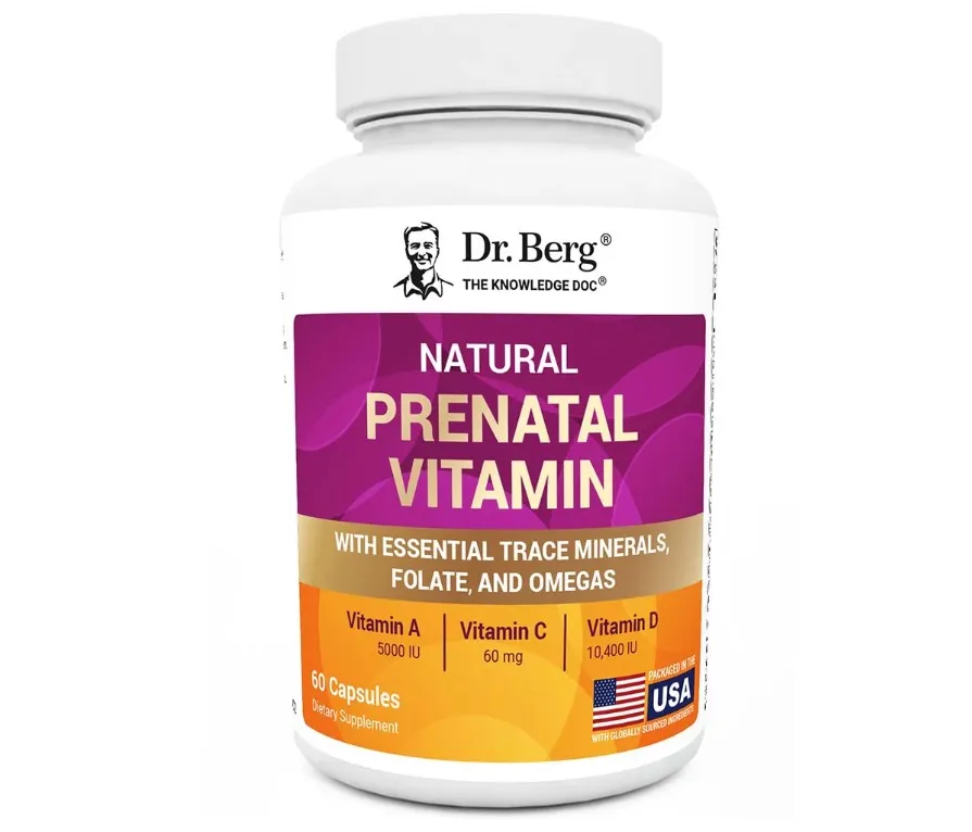 Dr. Berg, Prenatal, Натуральный пренаталь с фолиевой кислотой и омегой, 60 капсул