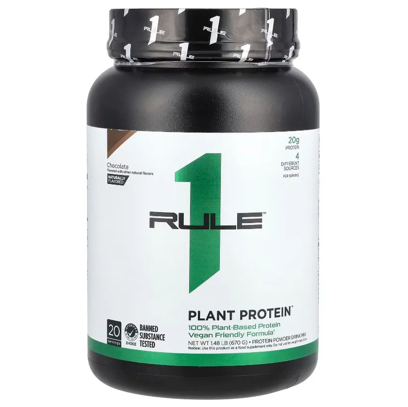 Rule One, Plant Protein, Растительный протеин, шоколад, 670 г