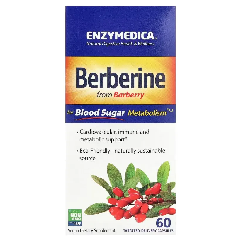 Enzymedica, Berberin 510 mg, 60 maqsadli ta'sir kapsula