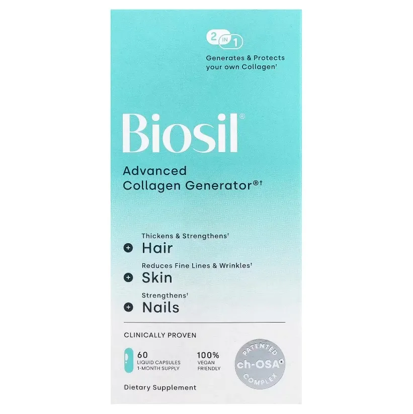 BioSil, ilg'or kollagen manbai, kollagen generatori, 60 kapsula