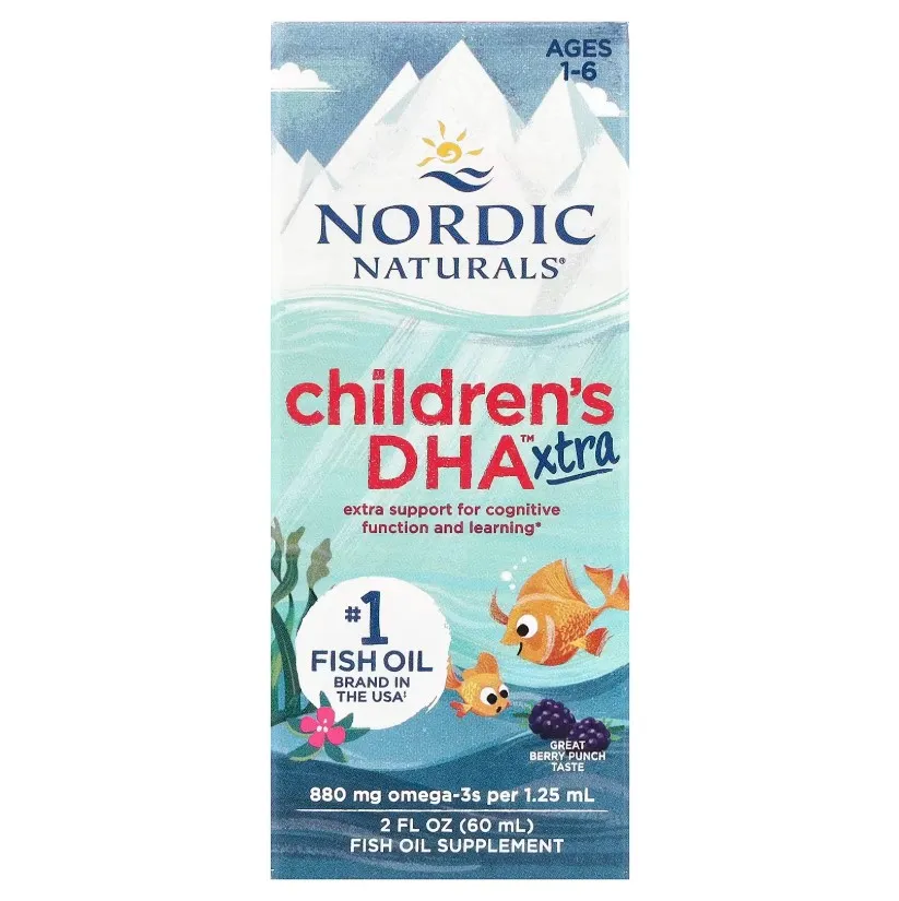 Nordic Naturals, Childrens DHA Xtra, для детей 1–6 лет, вкус ягодного пунша, 880 мг, 60 мл