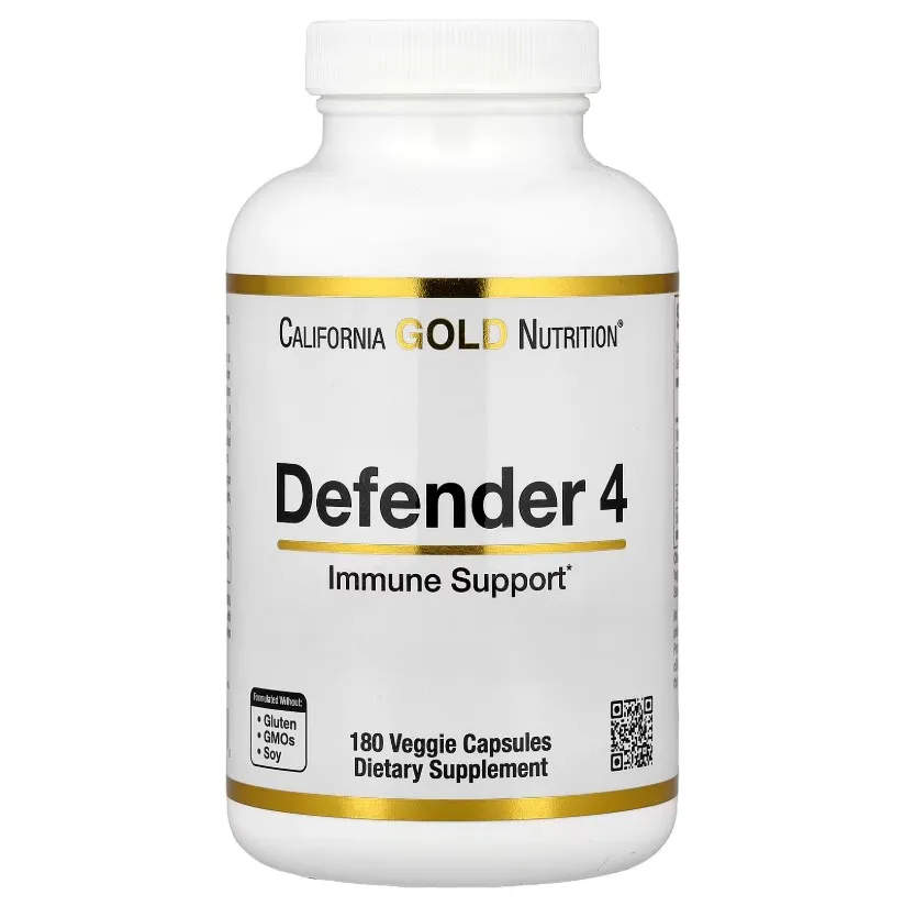 California Gold Nutrition, Immune Support Defender 4, Immunitet uchun, 180 kapsula