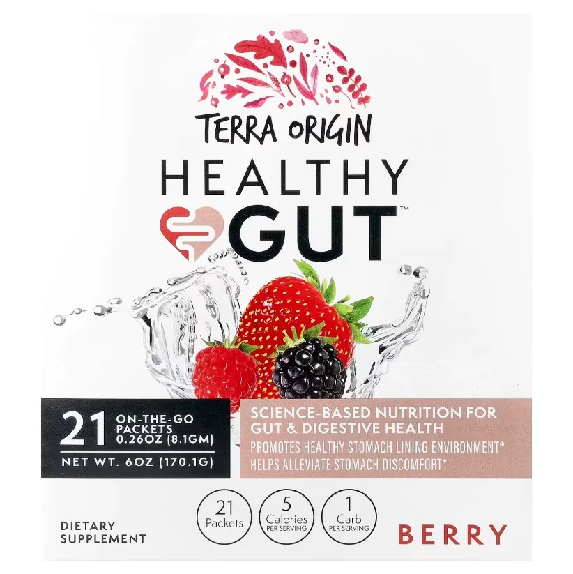 Terra Origin, Healthy Gut, ягоды, 21 пакетик по 8,1 г