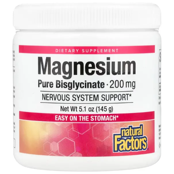 Natural Factors, Magnesium bisglycinate, Бисглицинат магния, 200 мг, 120 г