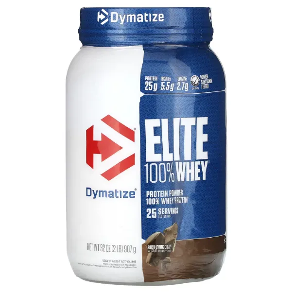 Dymatize, Elite 100% Whey, сывороточный протеин в порошке, насыщенный шоколад, 907 г