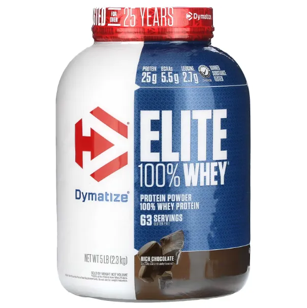 Dymatize, Elite 100% Whey, сывороточный протеин в порошке, насыщенный шоколад, 2,3 кг