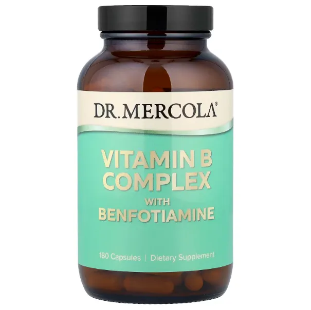 Dr. Mercola, Комплекс витаминов группы B с бенфотиамином, 180 капсул