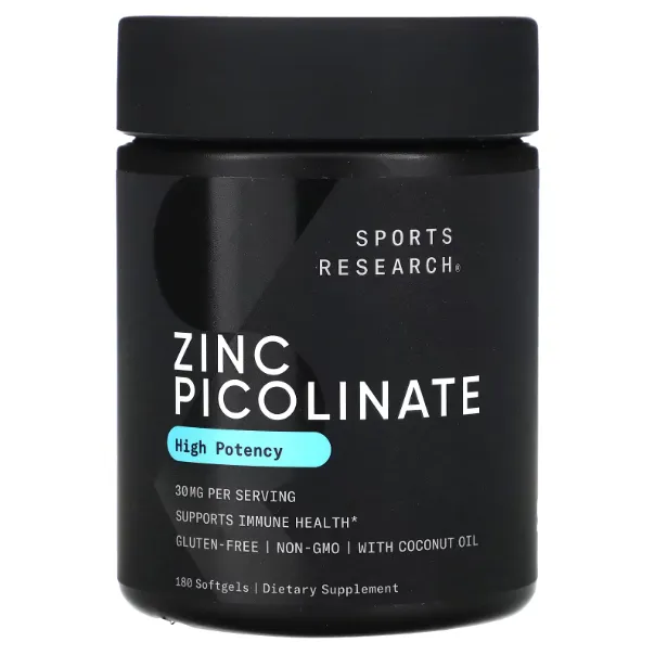 Sports Research, Zinc Picolinate, пиколинат цинка, 30 мг, 180 капсул