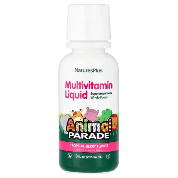 NaturesPlus, Animal Parade, Suyuq Multivitamin, Tropik Rezavorlar Ta'mi, 8 fl oz (236.56 ml)