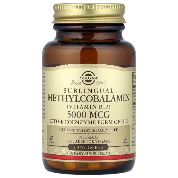 Solgar, Sublingual methylcobalamin (vitamin B12), 5000 мкг, 60 капсул