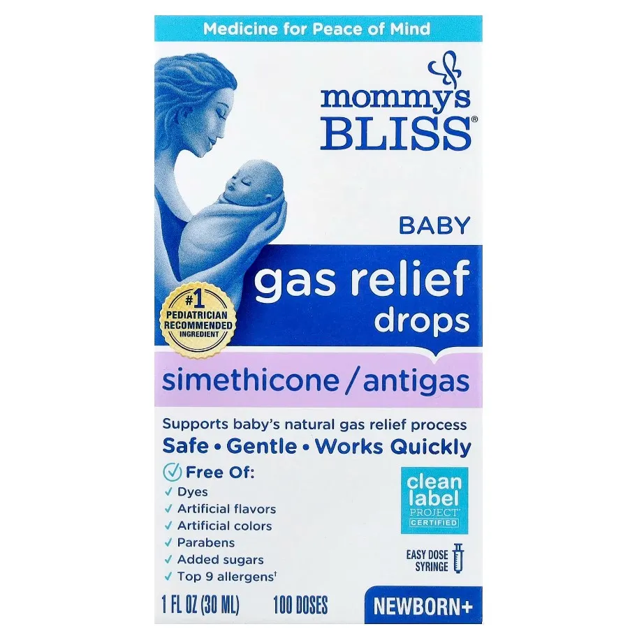 Mommys Bliss, gaz bezovtaligi, Simetikon tomchilari, tug'ilish, 1 fl oz (30 ml)