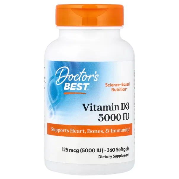 Doctors Best, vitamin D3, 125 mkg (5000 IU), 360 yumshoq gel