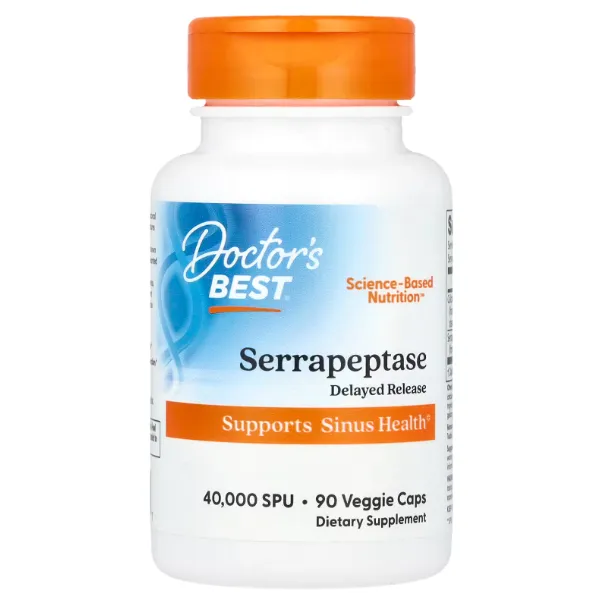 Doctors Best, Serrapeptase, 40 000 SPU, 90 sabzavotli kapsula