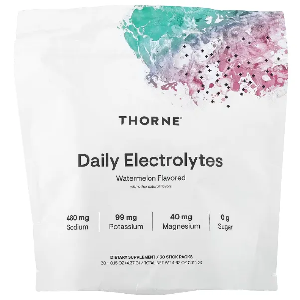 Thorne, Daily Electrolytes, ежедневные электролиты, со вкусом арбуза, 30 пакетиков