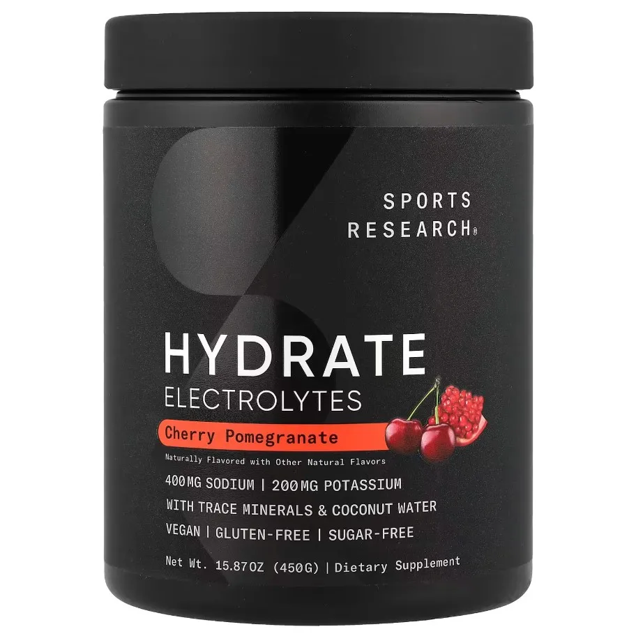 Sports Research, Hydrate Electrolytes, gidrat elektrolitlari, gilos va anor, 450 g