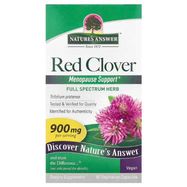 Natures Answer, красный клевер, 90 вегетарианских капсул