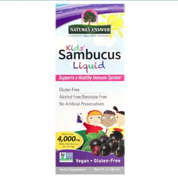 Natures Answer, Kids Sambucus Liquid, бузина для детей, 1000 мг, 120 мл