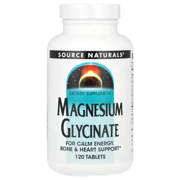 Source Naturals, Magnesium glycinate, Глицинат магния, 120 таблеток